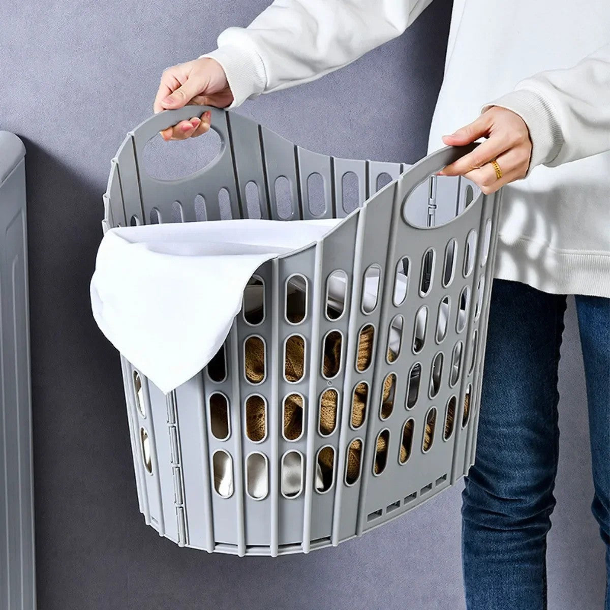 Modern Foldable Laundry Hamper High-capacity Portable Dirty Clothes Organizer Durable Laundry Basket
