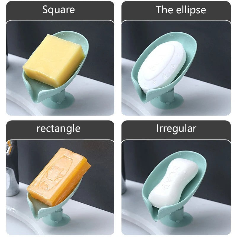 Leaf Shape Soap Box Drain Soap Holder Box Bathroom Accessories Toilet