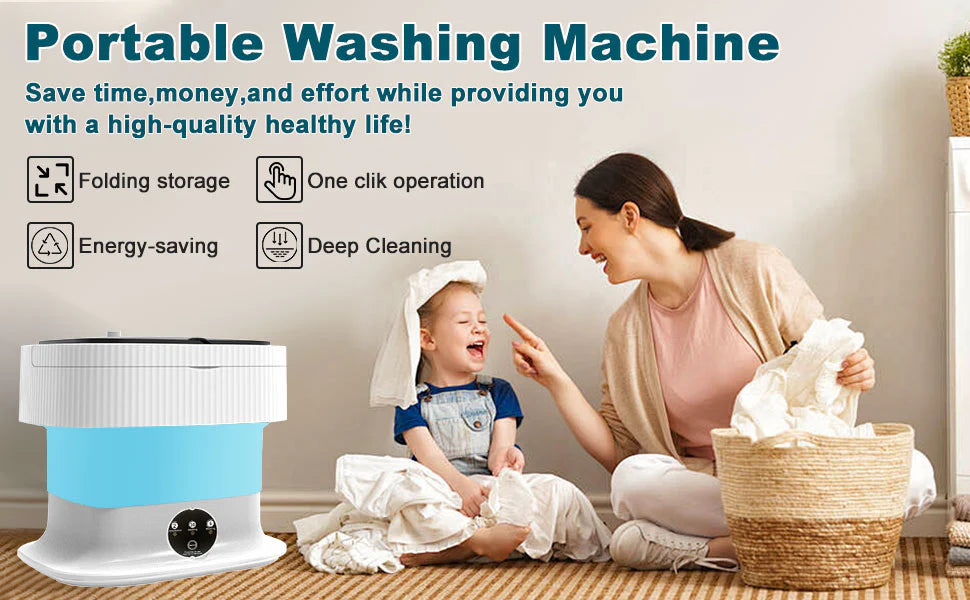 Powerful Mini Foldable Washing Machine with dryer, Huge Capacity