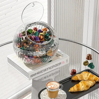 Transparent Spherical Coffee Capsules Storage Box Large Desktop