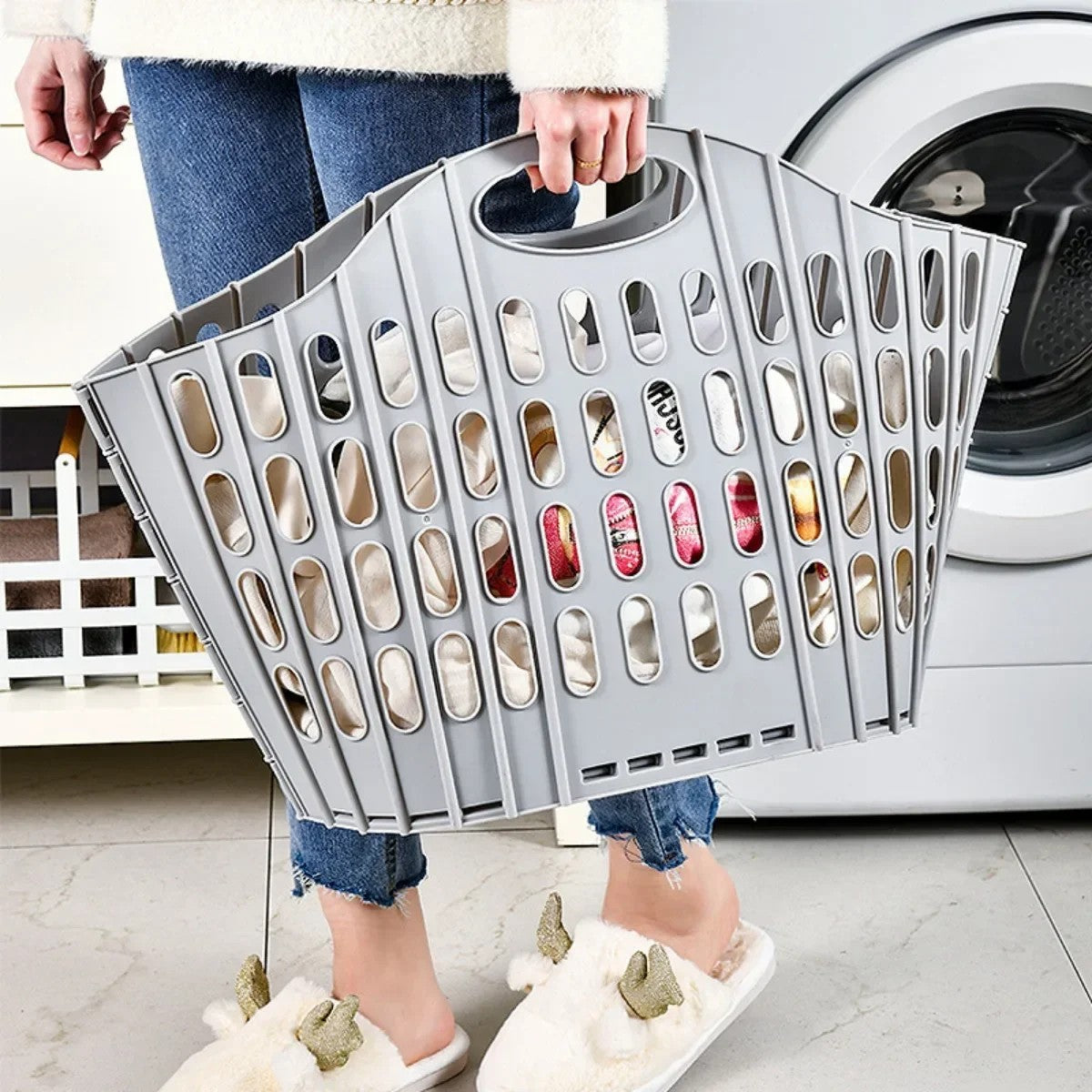 Modern Foldable Laundry Hamper High-capacity Portable Dirty Clothes Organizer Durable Laundry Basket