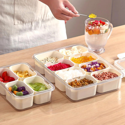 8 Grid Snack Stoarge Box with Lid and Handle Portable Food Box for Sweets Vegetables Biscuits Nuts Food Serving Tray