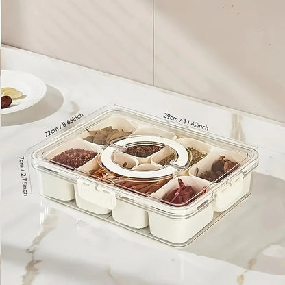 8 Grid Snack Stoarge Box with Lid and Handle Portable Food Box for Sweets Vegetables Biscuits Nuts Food Serving Tray