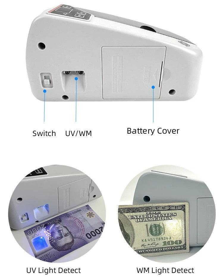 V30 with UV Light Portable  Mini Handy Bill Cash Note Counting Machine